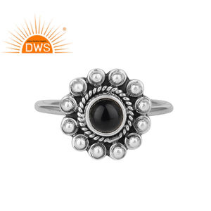 Anillo de Ónix Negro Natural al por Mayor, Anillo Ajustable de Plata de Ley 925 de Alta Calidad, Joyería Oxidada - Product Image 1