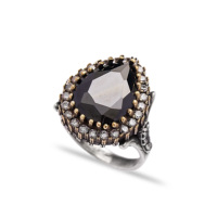 Conception Ottoman pierre de Zircon noir vente en gros, bague en argent Sterling 925 authentique fabriquée à la main turque
