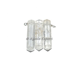 Cristal Quartz Commune Crayon Enveloppé Pendentifs - Product Image 1