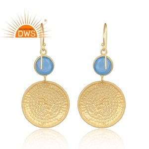 Newly Arrived Chalcedony Gemstone <b>Set</b> Sterling Silver Dangle Hook Earrings Wholesale <b>Gold</b> Plated Jewelry Classic Collection - Product Image 3
