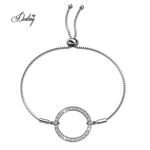 Daisini <span class=keywords><strong>Boucle</strong></span> Cercle Ruban Chaîne Curseur Bracelet Agrémenté de Cristaux <span class=keywords><strong>Swarovski</strong></span> Bracelet Plaqué Or 18k - Product Image 1