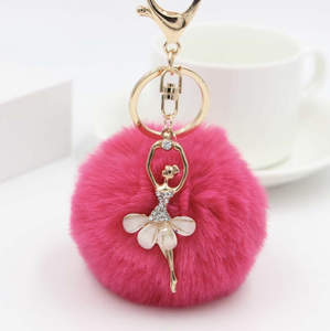 Nhà Máy Hàn Quốc Phong Cách Keyring Phụ Nữ Fluffy Keychain Mềm Puffy Đồ Chơi Plush Keychain Với Khiêu Vũ Cô Gái Mặt Dây Chuyền - Product Image 5