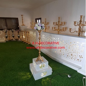 Candelabros de 9 brazos en relieve dorados para centros de mesa de boda, candelabros grandes para decoración de suelo y jardín, candelabros hechos a mano - Product Image 2