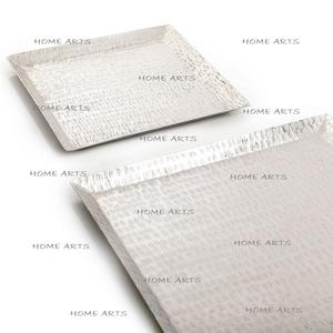 Ensemble de deux plateaux de service de forme carrée en aluminium couleur argent plateau de service de collations de fruits à bas prix - Product Image 3