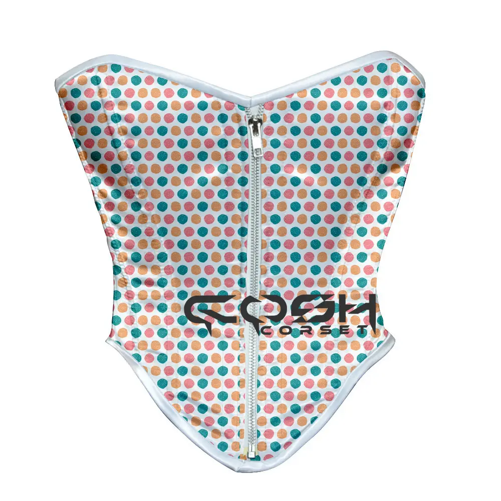 COSH CORSET Club Wear Über brust Satin Sexy Polka Dot Print Taille Cincher Korsett Hochwertige Body Shaper Satin Korsett Top Anbieter