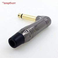 SREXACT SP102-CPA-R-S-NT-PG Konektor Audio Mono Sudut Kanan 6.35mm, Cangkang Paduan Seng, Kontak Berlapis Emas untuk Audio
