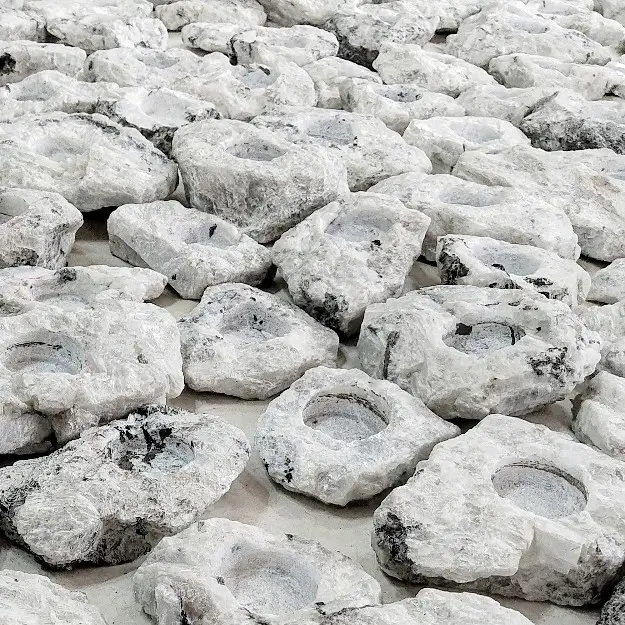 Büyük buzlu mumluk aytaşı palm taş rustik ayağı mumluklar uzun damla aytaşı mumluk fener taş