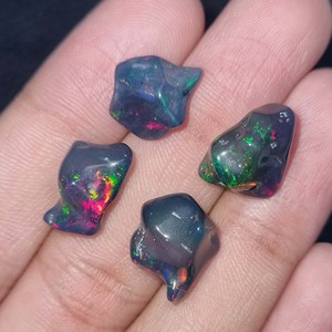 Lote de 4 unidades de gemas naturales de ópalo etíope, fabricación de anillos pulidos, rugosos y lisos, de alta calidad - Product Image 3