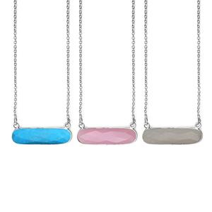 Boho Gemstone Barre Horizontale Plaqué Or Pendentif Charmes Collier Pour La Vente En Gros Laiton Antique Plaqué Or Connecteur Pendentif Chaîne - Product Image 2