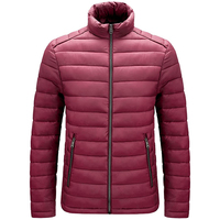 Veste matelassée slim pour homme, col montant, fermeture éclair, coupe-vent, rembourrage polyester, manteau d'hiver décontracté, couleur unie, coupe régulière