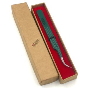 Pinzas de extensión de pestañas con agarre de diamante de acero inoxidable con logotipo personalizado profesional con herramientas de belleza con recubrimiento en polvo verde Kelly - Product Image 1