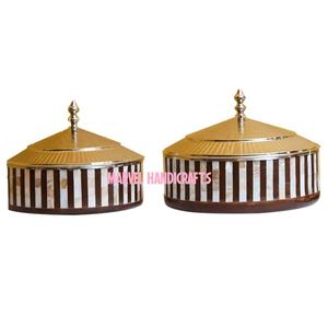 Mother of Pearl Ramadan Eid Serving Casseroles Metal Craft <b>Food</b> <b>Warmer</b> Hotpot Handicrafts Insulated Bowls Dinnerware Set - Product Image 2