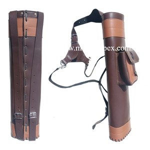 New Traditional Genuine Leather Archery Back Arrow Quiver Hunting Pouch Belt Bag