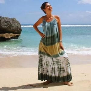 2021 nouvelle rayonne cravate teinture femmes Sexy longueur au sol Maxi robe florale couverture volant tissé naturel taille doux Style plage Look - Product Image 1