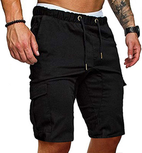 Shorts pour hommes, culotte décontractée, poches de fermeture éclair, en molleton - Product Image 3