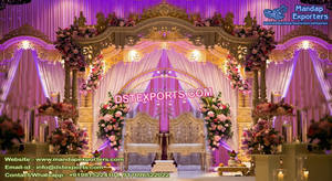 Mandap de mariage exclusif en bois, art Triveni, triple piliers, fabricants de mandap en bois, mandap de mariage en bois à trois piliers, Canada - Product Image 4