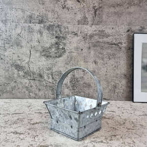 Maceta de Metal Galvanizado con Asa, Mini Maceta Rústica para Decoración del Hogar y Jardín, Venta al por Mayor - Product Image 3