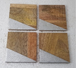 Posavasos de madera con diseño de hoja de aluminio, producto de la India, precio barato, superventas - Product Image 4