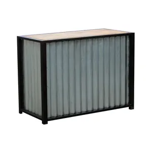 Retail shop cash counter cabinet rustic industrial galvanized corrugated sheet metal wood bar checkout counter cafe cash counter