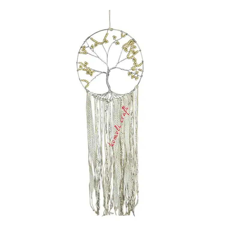 Trắng Và Tùy Chỉnh Thiết Kế Cây Macrame Tay Dệt Cây Của Cuộc Sống Dream Catcher Với Hạt Cho Nhà Patio Và Trang Trí Sân Vườn