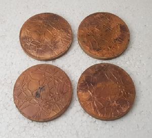 Posavasos de madera y latón de diseño martillado, juegos de 4 tazas para vasos de cocina, accesorios de piedra personalizados, OEM clásico - Product Image 3