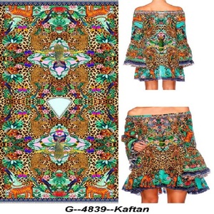 Poliéster Micro Francés Crepe Digital Impreso Kaftan con Encaje y Botón Decoración Tejido Sin Diamantes - Product Image 2