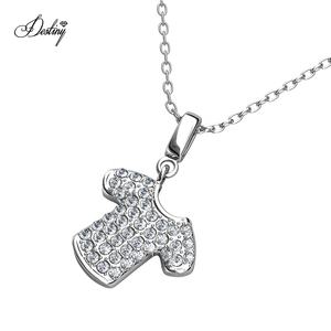 Petit t-<span class=keywords><strong>shirt</strong></span> mignon pendentif Daisini orné <span class=keywords><strong>de</strong></span> cristaux Swarovski bijoux argent 925/laiton nouveauté collier - Product Image 4