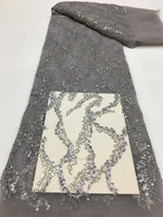 Tissu à paillettes perlées Brod Tissu de dentelle d'or champagne saris de mariée lourds