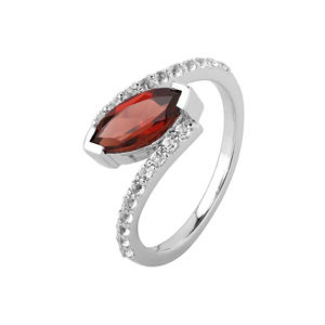 Anillo de compromiso de granate Marquesa de 1,25 quilates de plata de ley romántica con ajuste de punta de chapado en rodio para fiesta de boda - Product Image 1