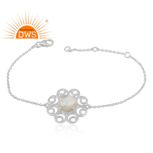 Amazing Rainbow Gemstone Bracelet Proveedores Flor en forma de 925 Sterling Fine Silver Single Strand Bracelet Jewelry - Product Image 1
