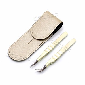 Pinzas de pestañas con punta de fibra de nuevo diseño, pinzas antideslizantes para extensión de pestañas lisas, pinzas para pestañas rectas Premium - Product Image 6