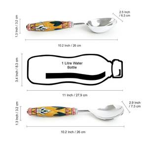 Cuillère à mélanger le thé café couleur argent plaqué acier inoxydable avec émail Long manche cuillère de mariage du désert de l'Inde ensemble de 2 pièces - Product Image 6