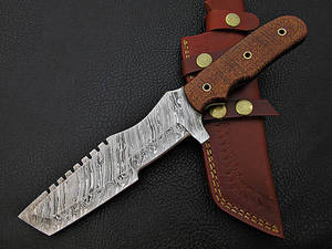 Couteau de suivi en acier damas personnalisable fabriqué à la main OEM manche en micarta de meilleure qualité pour usage industriel et chasse de qualité bricolage - Product Image 2