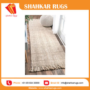 พรมปูพื้นลายเชฟรอนแบบพลัช ขนฟู นุ่ม สีครีม ผลิตจากเส้นใยปอกระเจาธรรมชาติ ขายดี ราคาถูก - Product Image 3