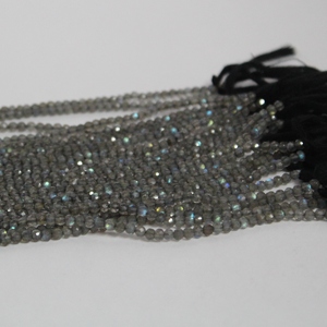 Cuentas de piedras preciosas redondas facetadas de labradorita gris AAA Natural de 4mm y 6mm, compra directa de proveedor de piedras al mejor precio al por mayor - Product Image 4