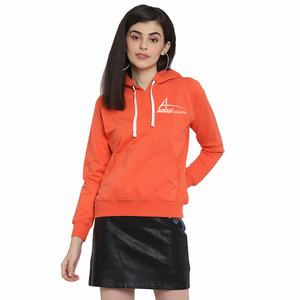 Sudadera con capucha para mujer, con bolsillos tipo canguro, color rojizo, manga larga, hecho de lana - Product Image 1