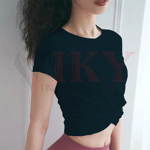 2020 haute qualité design personnalisé blanc sweats fitness femmes crop top gym t-shirts - Product Image 3