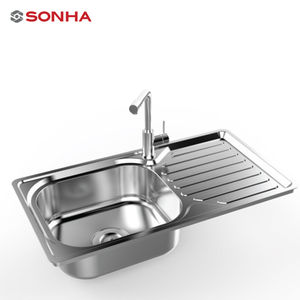 Évier de cuisine avec robinet, bol simple personnalisé en acier inoxydable - Product Image 1