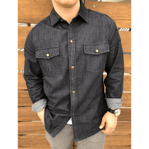 Durable Work Shirt in Polycotton or <b>Denim</b> <b>Material</b> Custom Made - Product Image 5