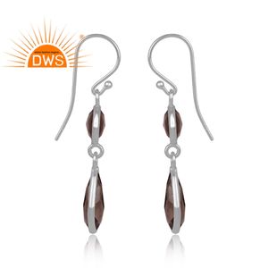 Boucles d'oreilles en argent Sterling 925 pour femmes, fabrication de bijoux indiens, en pierre précieuse de Quartz fumé, nouvelle marque - Product Image 3