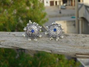 Boucles d'oreille pendantes en pierre naturelle, fait à la main, look argenté - Product Image 6