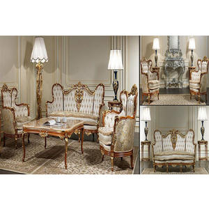 Conjunto de sofás de madera maciza para sala de estar, muebles de lujo clásicos de madera de teca americana, conjunto de muebles de cuero - Product Image 1