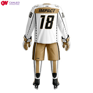 2021 conception personnalisée attirail sergé équipe Hockey sur glace maillot ensemble en gros Sublimation noir mode vêtements de Hockey sur glace - Product Image 5
