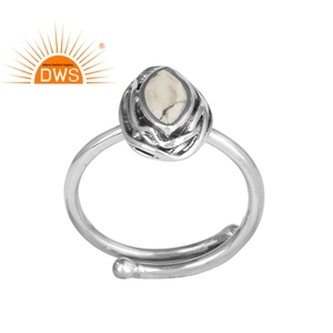 Diseñador de perlas anillo de piedras preciosas fabricante de joyas de plata hecho a mano oxidado anillo de plata de la joyería al por mayor - Product Image 1