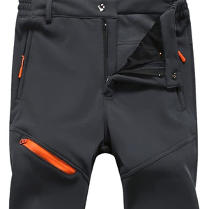 <b>Mens</b> Warm Fleece Lined Hiking Trousers Windproof Casual Solid Color Zipper Fly Trekking Trousers Softshell Sweatpants - Product Image 1