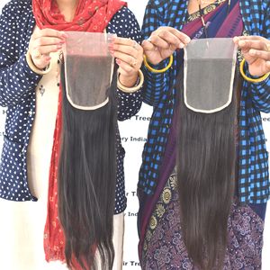 Extensions de cheveux humains cambodgiens de haute qualité, closure 5x5, ondulées, vierges brutes non traitées, avec alignement des cuticules du temple, style naturel - Product Image 5