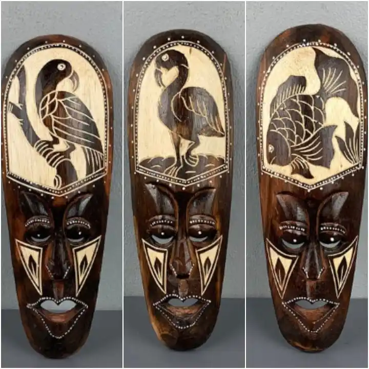 Wood carving and painting for face