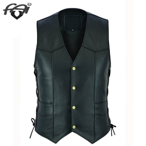 Gilet homme en cuir pour moto, veste coupe-vent, sans manches, pour personnes d'âge moyen et âgées Hiver Personnalisés - Product Image 2