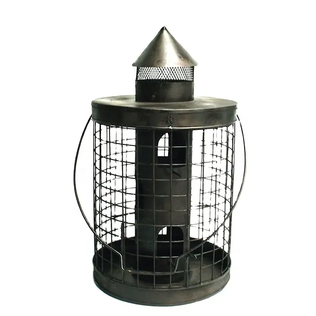 24" Iron Candle Lantern Bird Cage Black Plated Decorative Hanging Lantern for Home Candle Holder and Candle Stand