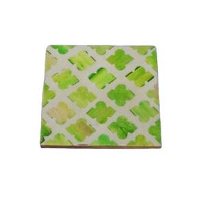Hand Made Moroccan Pattern <b>Green</b> and White Color Bone Inlay <b>Coaster</b> Available in Other Patterns Tableware Coffee Table <b>Coaster</b> - Product Image 1